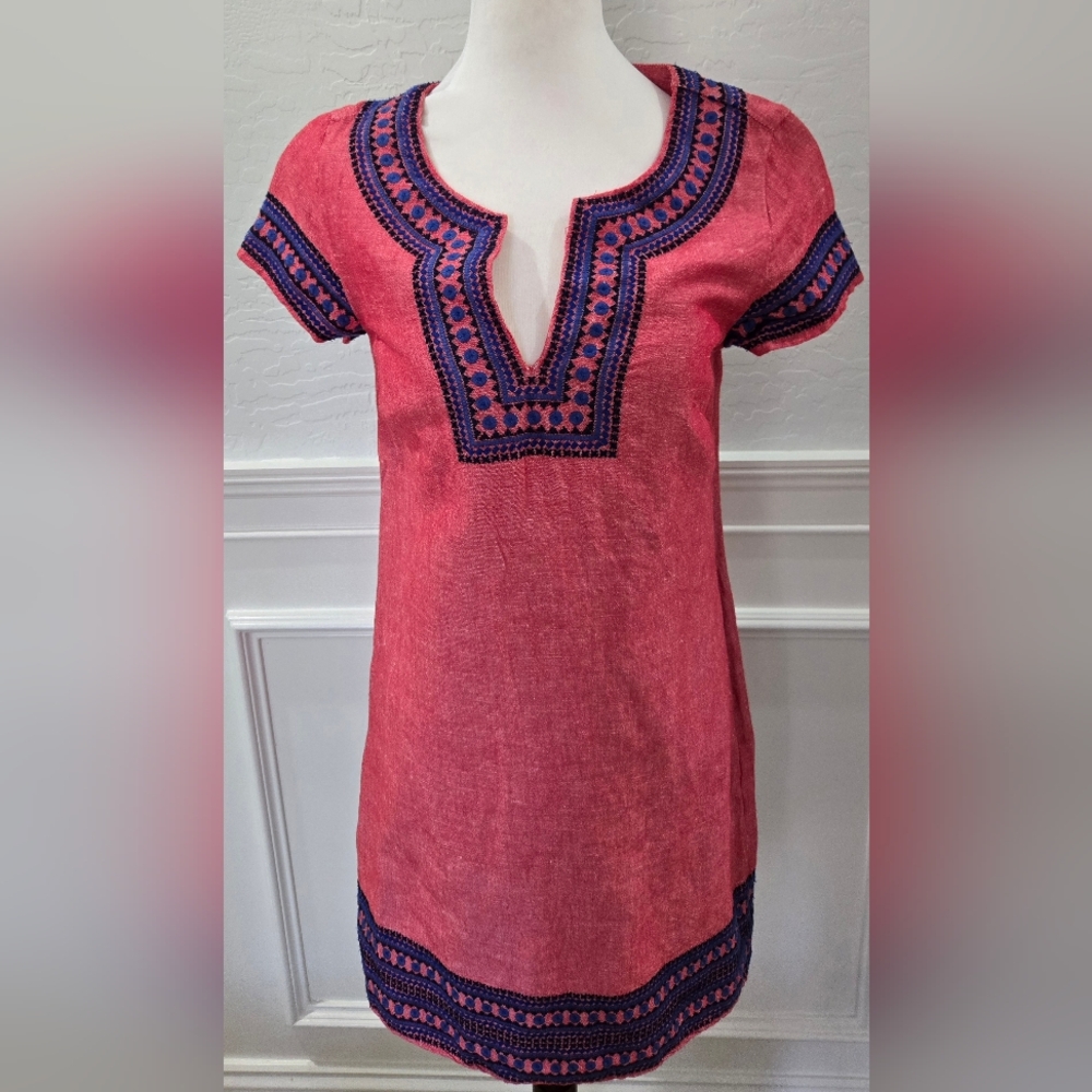 Vineyard Vines Pink Short Sleeve Embellished Tunic